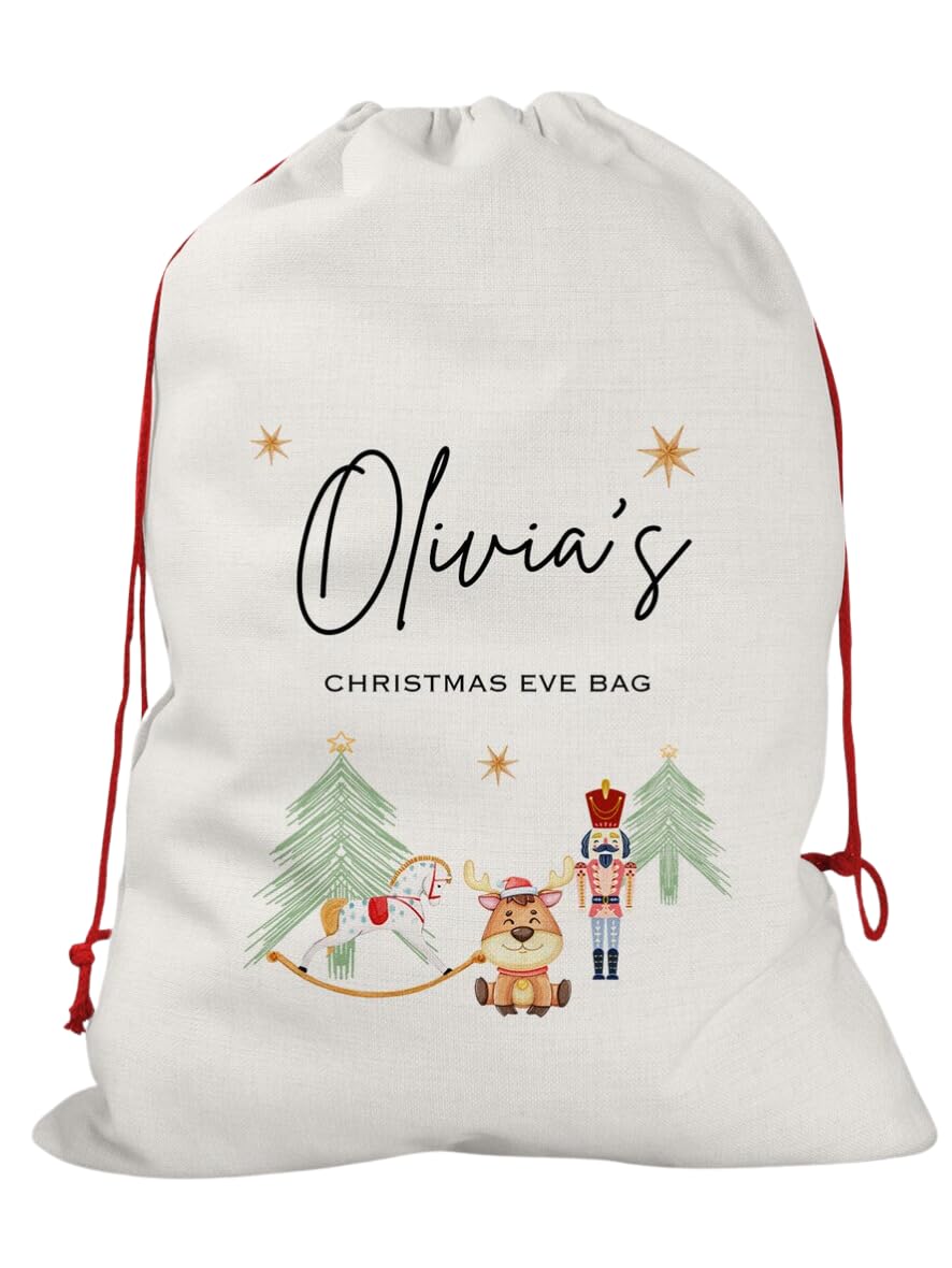 UNIQUEPGIFTS Personalised Christmas Eve Bag, Large Santa Sack