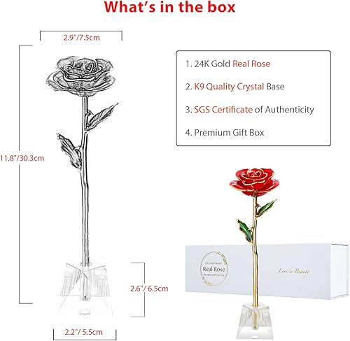 Miniatura 6 de MAXSPT Regalos para mamá, rosa roja, rosa bañada en oro hecha de rosa real, regalos para ella y los mejores regalos para madre rosas doradas (rosa