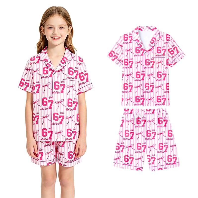Choeeya Kids 67 Meme Shirts Short Sets Boys Girls Six Seven Outfits Youth 6 7 Number Clothes Sets