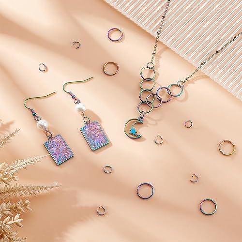 Miniatura 4 de UNICRAFTALE 150 anillos de salto abiertos de acero inoxidable de 2 estilos, anillos redondos de 0.230.472 pulgadas, anillos de salto de color arco