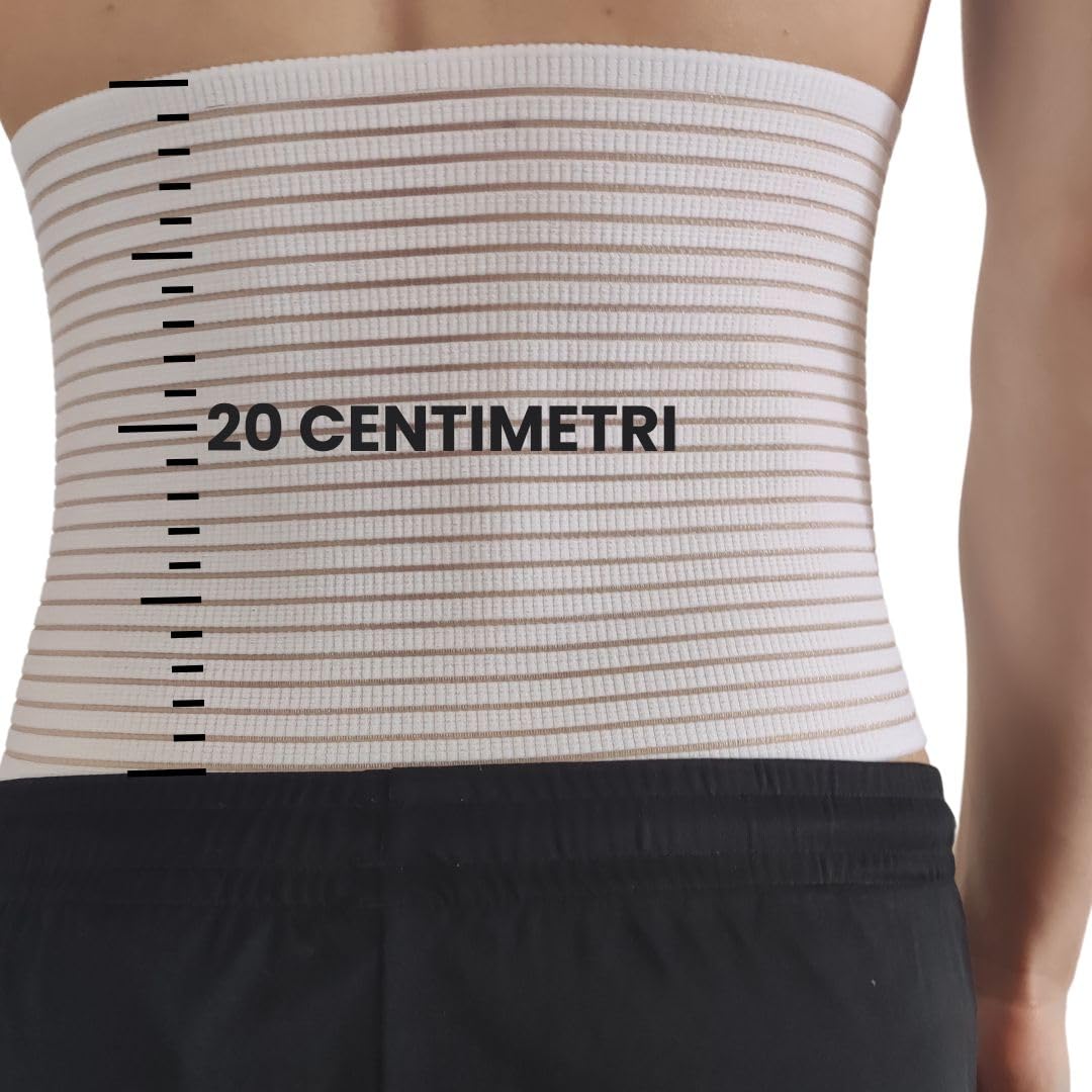GYOUNG fascia addominale lombare nera a strappo, guaina uomo donna contenitiva, panciera elastica post operatoria, contenimento ernia, pancera post parto, bustino, Altezza 20 centimetri