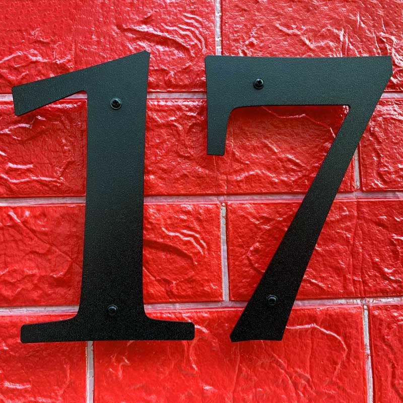 Numéro de maison Numéros de maison flottants en métal de 20 cm, lettres, plaques de porte, grandes plaques d'adresse noires de 20 cm, numéro de porte extérieure for boîte aux lettres de jardin, 0 à 9(