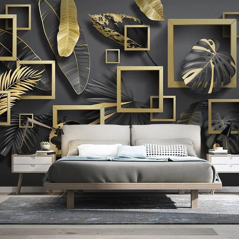 Papier peint graphique 3D intissé pour masquer les imperfections des murs de salon