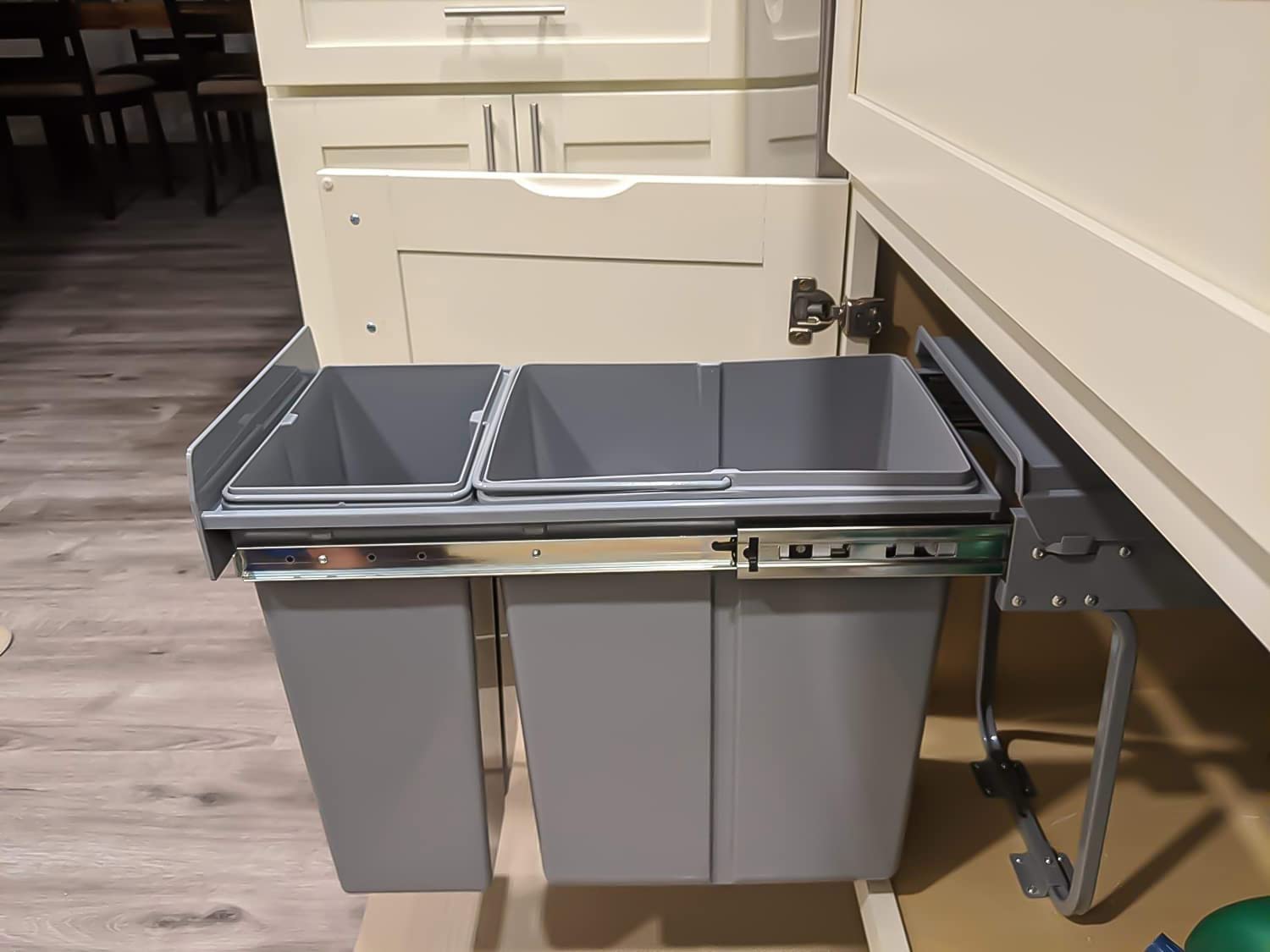 ybaymy Pull Out Kitchen Waste Bin 20L + 10L Recycling Trash Can With Slides and Lid 48 x