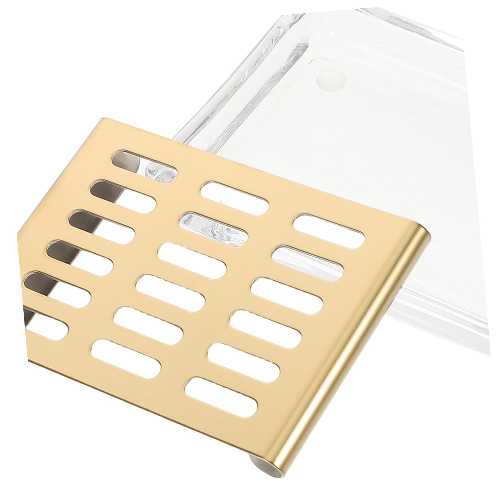 Jabonera de Vidrio Transparente Drenaje Automático Doble Capa, y Bandeja de Acero Inoxidable, Forma Rectangular para Baño y Encimera