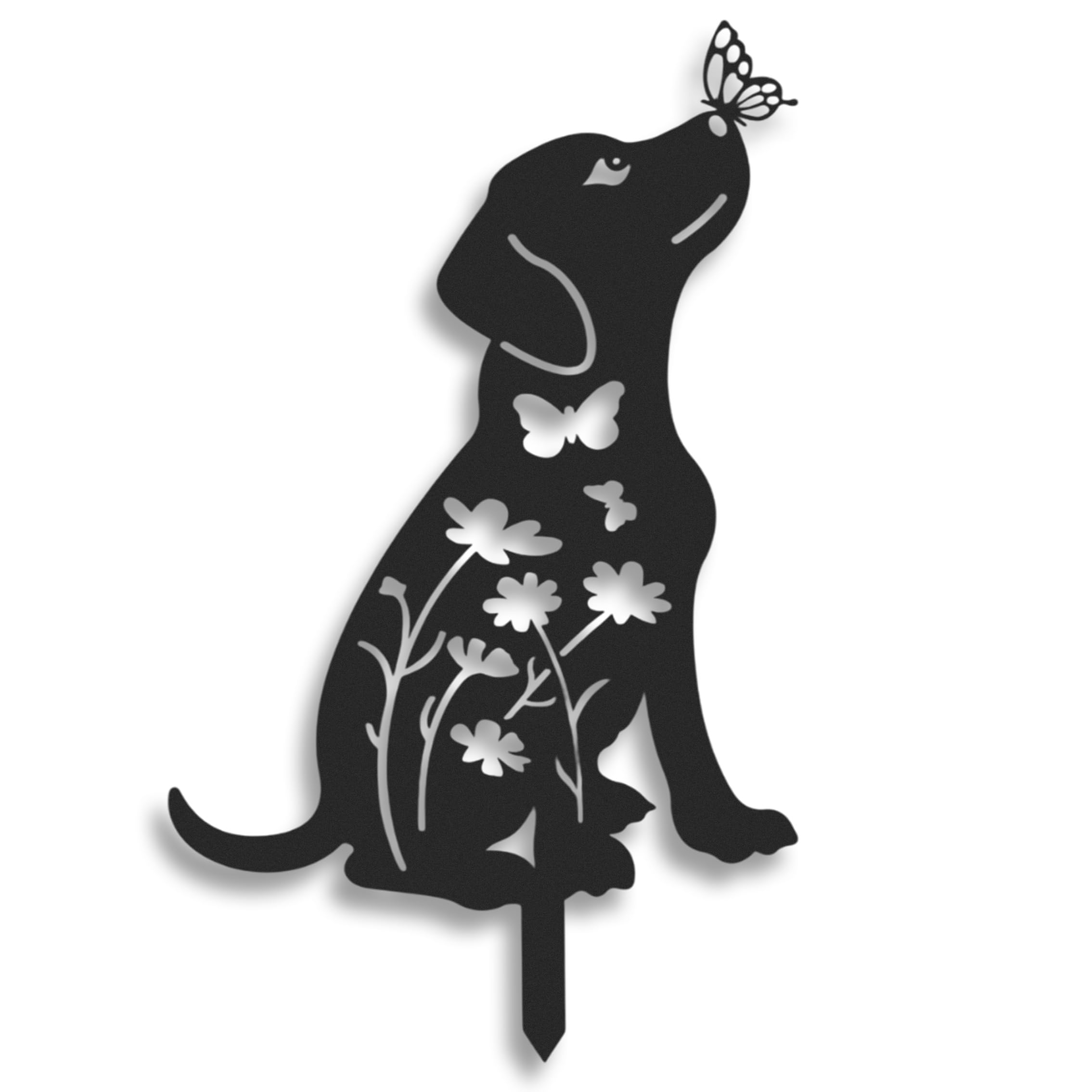 Figuras jardín de perro en metal: estacas decorativas resistentes de 35x50 cm para exterior