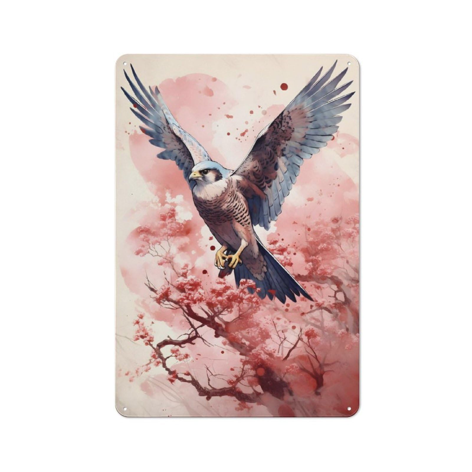 Junmoney Falcon Cherry Blossom Vintage Metal Plaque 30X20cm For Dining Room Or Kitchen, For Home Decor Collectors Refreshing A Room In Autumn