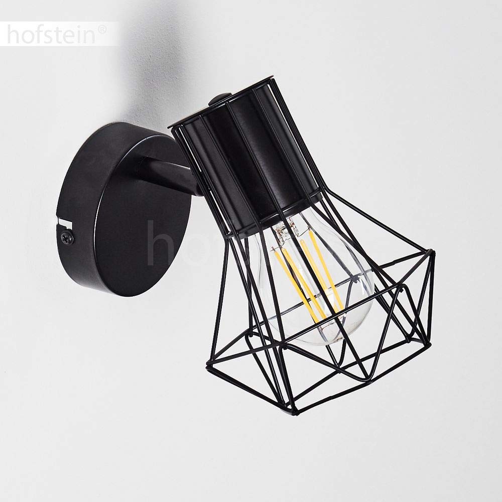 Lampada da parete Bardhaman, lampada regolabile in metallo in nero, 1 luce, 1 x E27, spot da parete retro/vintage in design a traliccio con interruttore on/off sull'alloggiamento, senza lampadina/e