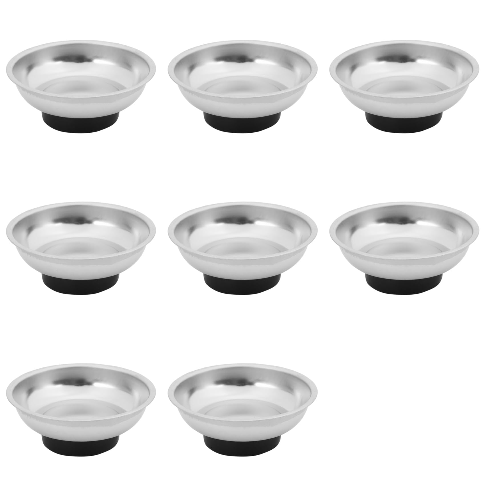 Jnchdghwa Silver 8X Circle Stainless Steel Magnetic Parts Bowl Tool Tray Nuts Bolts Screws Part Tray Magnetic Parts Plate 3 Inches