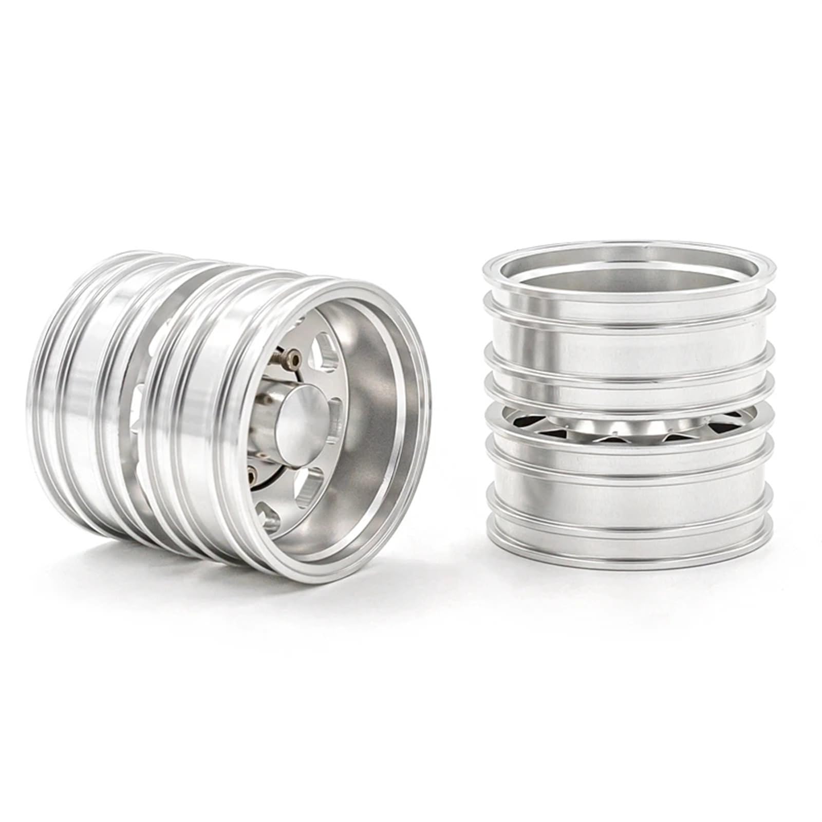 RC Pneus Jante Compatible avec Tamiya 1/14 RC Camion Benne Voiture 1 Paire en Alliage D'aluminium Avant Arrière CNC Roues Métal Jante Accessoires De