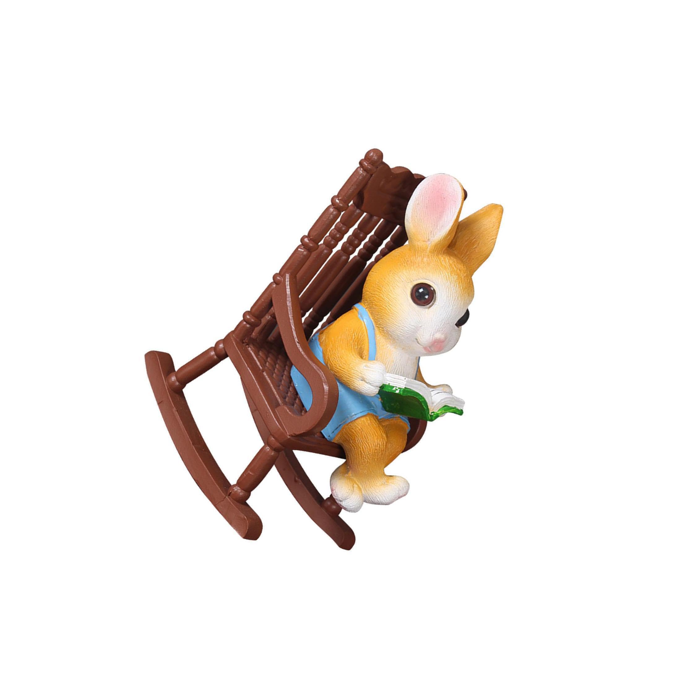 Pixzcsa Lovely Bunny Ornament Cartoon Rabbit Statue Resin Animal Figurine For Office And Bedroom Decoration Cartoon Bunny Figurine Of Rabbit Sitting On