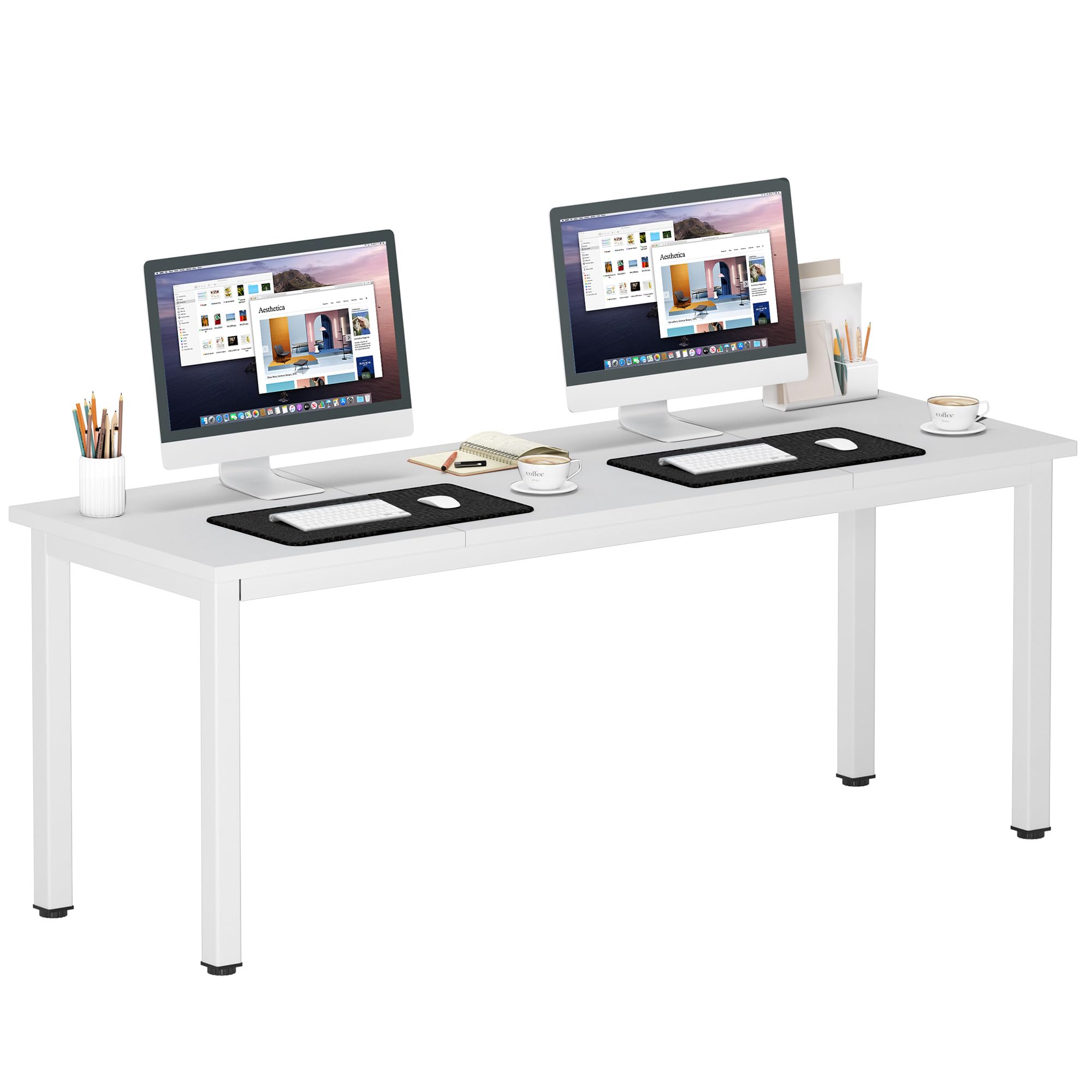 DlandHome 71 inches X-Large Computer Desk, Composite Wood Board, Decent and Steady Home Office Desk/Workstation/Table,White,23.6Wide