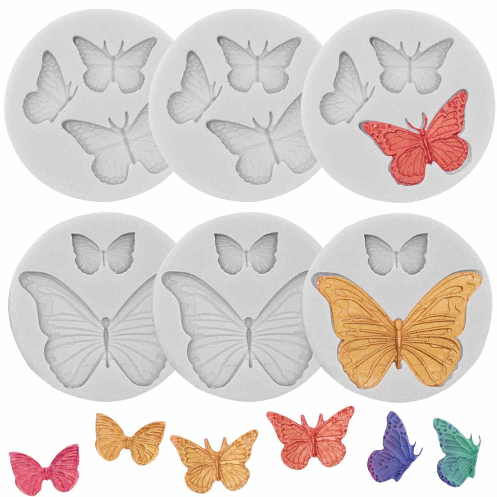 Heogacinlia 6 PCS Mini Butterfly Silicone Molds Cute Butterfly Chocolate Fondant Mold Candy Cake Pop Mould Fashion Supplies Baking for DIY Wedding