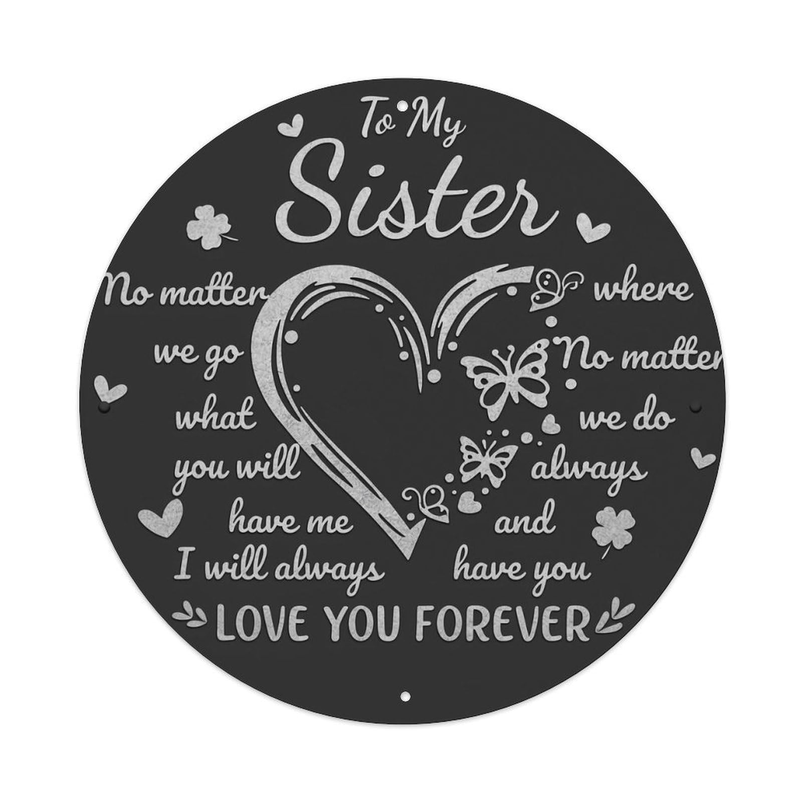 Jdyansheng Vintage To My Sister Love You Forever Tin Sign Metal Poster Metal Signs For Home Man Cave Bar Cafe Kitchen Laundry Room Wall Decorations 8X8 Inches