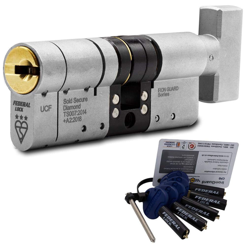 3 Star Euro Cylinder Thumb Turn Door TS007 Diamond Secure Anti-Snap Dual Finish 5 Keys 35/35