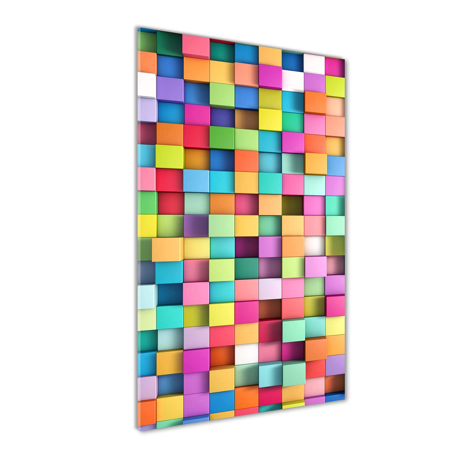 Tableau peinture sur verre trempé 70x140cm carrés d'abstraction moderne