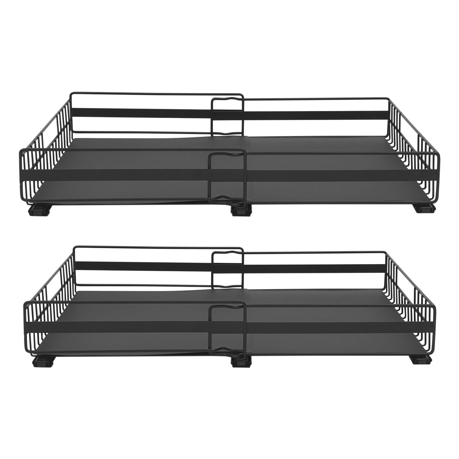 2 cajones telescópicos para armarios de cocina, cajones extensibles, cajones para cafeterías, cocinas, tiendas de leche (negro)