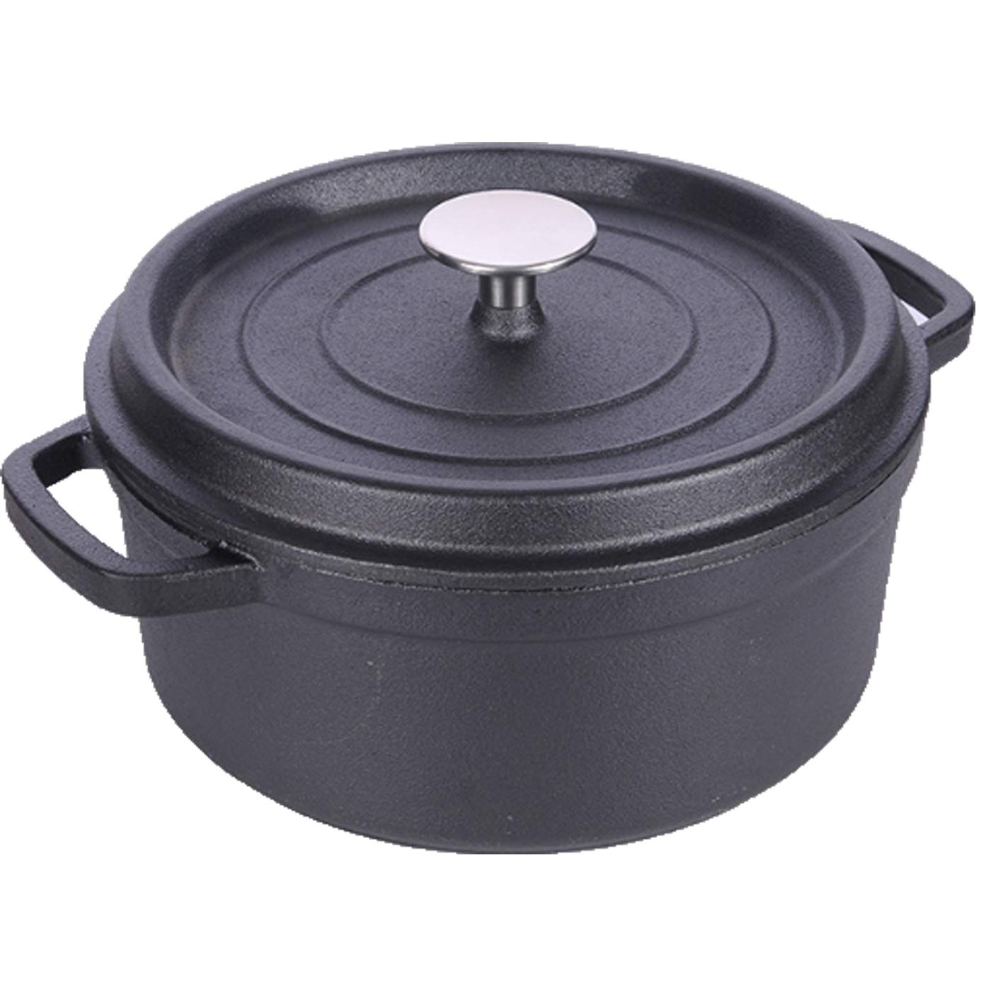 Cuisiland 4QT Cast Iron Dutch Oven with Lid – Pre-Seasoned Heavy-Duty Casserole Pot with Dual Handles & Stainless Steel Knob – Oven Safe, Great for Baking, Roasting, Braising, and Stews