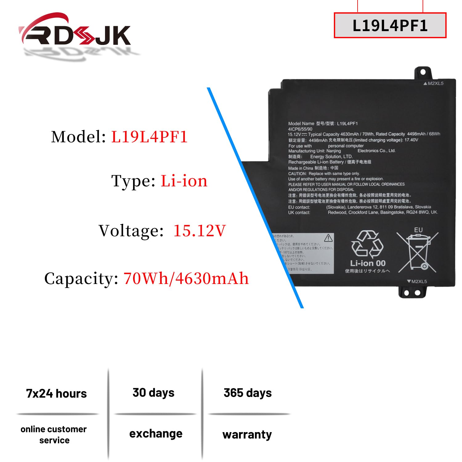 Amazon.com: L19L4PF1 L19M4PF1 L19C4PF1 Laptop Battery for Lenovo