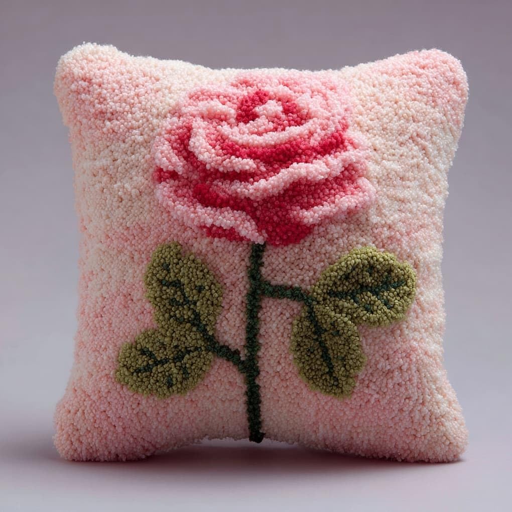 WallustrioaW Latch Hook Kits Pillow for Adults,Beautiful Roses