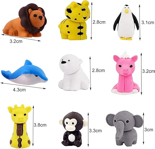 Miniatura 7 de 35Pcs Animal Erasers Desk Pets for Kids Animal Pencil Erasers Bulk Puzzle Eraser Toys Gifts for Classroom Prizes,Game Reward,Treasure Box,Easter Egg
