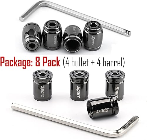 Miniatura 5 de Dsycar Paquete de 8 tapas de válvula de neumático de bloqueo, diseño antirrobo, con anillo de goma O, tapas universales de aluminio para válvulas de