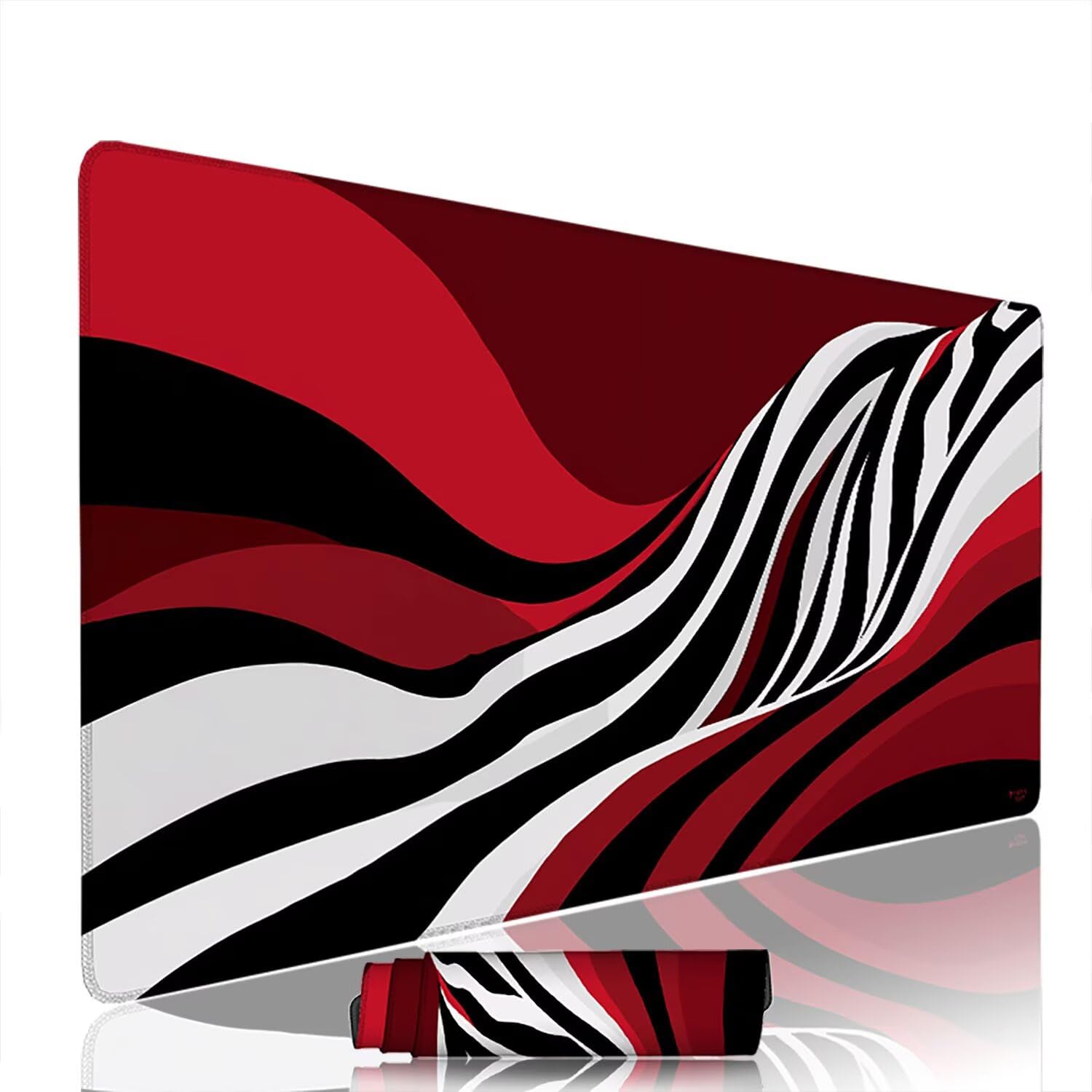 Abstrakcyjna podkładka pod mysz pod mysz pod mysz do gier XXL 1400 x 600 x 3 mm podkładka pod mysz czerwona duża podkładka pod mysz dla graczy wodoodporne akcesoria PC, do klawiatury laptopa w-10428
