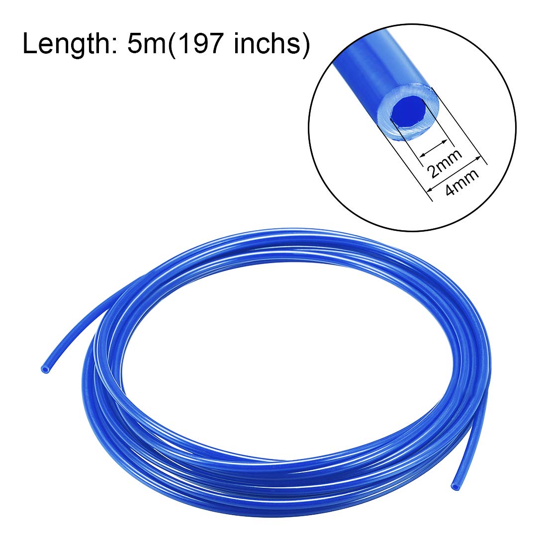 sourcing map Nylon Tubo 2mm ID x 4mm OD 5m PA12 Azul para Aire Línea Freno