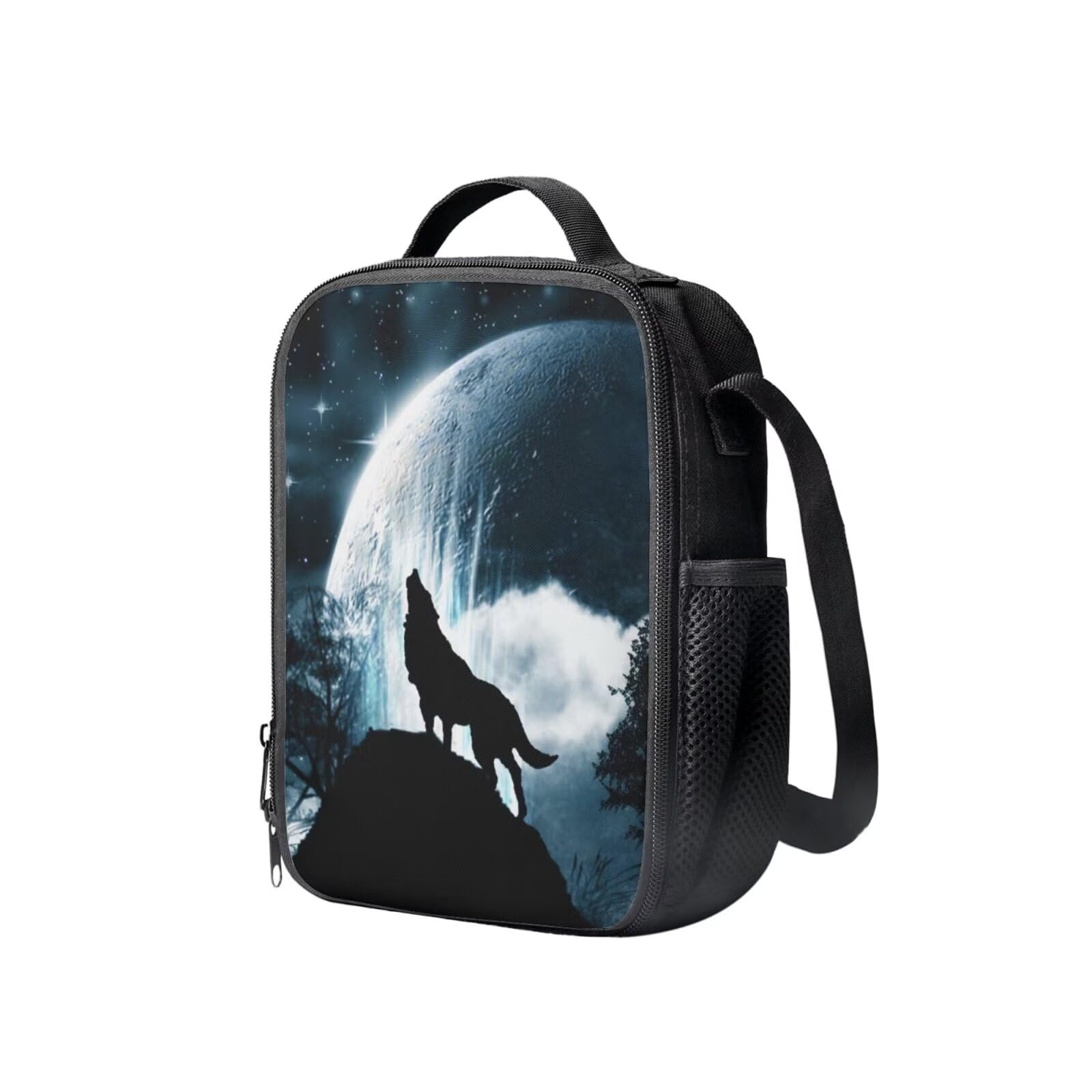 SEANATIVE Kids Lunch Box for Boys Wolf Moon Insulated Lunch Bag with Water Bottle Carrier Portable Back to School Portable Travel Work Accessories - Image 2