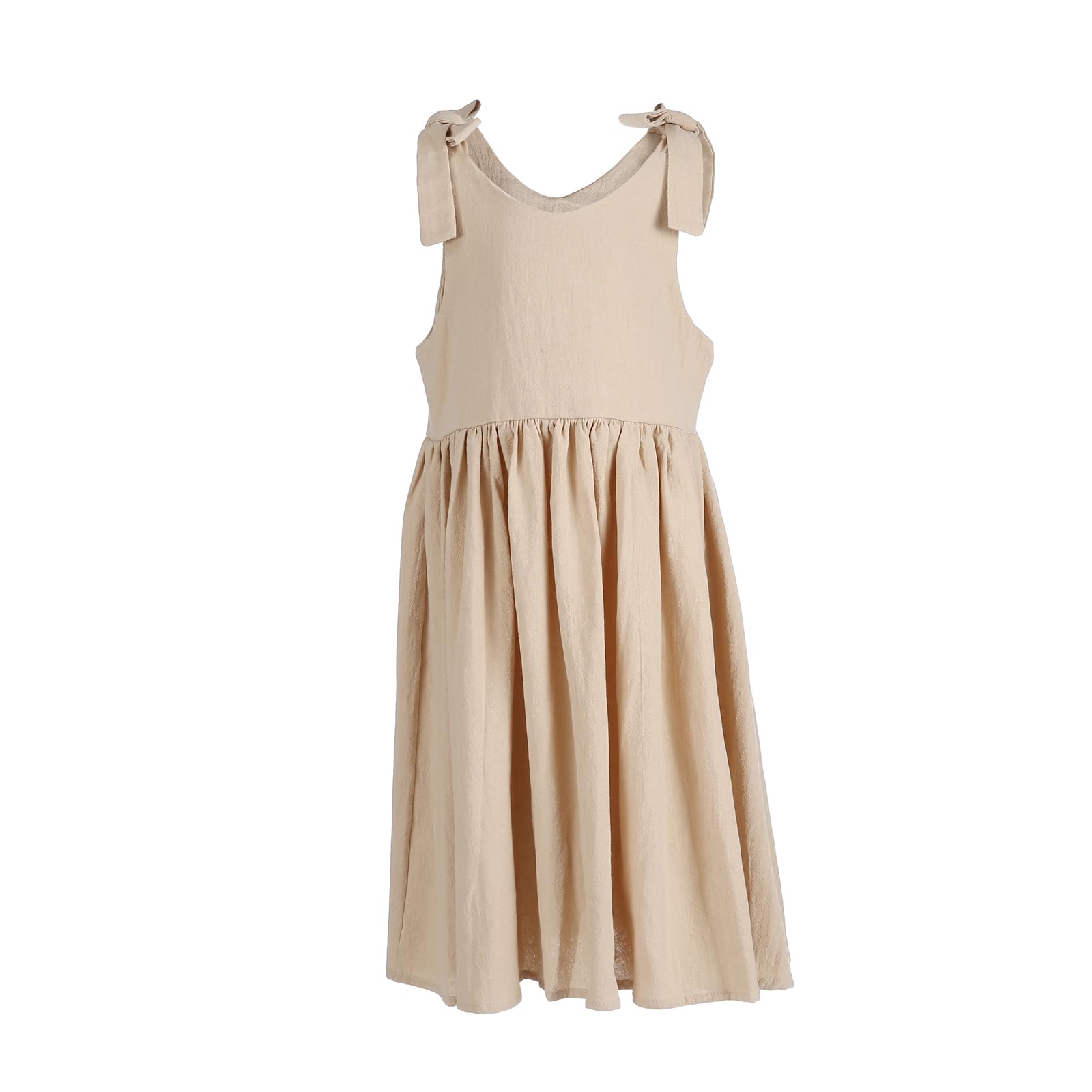 Baby Toddlers Cotton Dresses Kids Little Girls Straps Sleeveless Casual Party Halter Dress 6 Months-6T Khaki