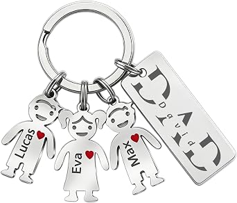 Personalized Mom Keyring, Custom Engraved Keychain with Childs Names & Text, Unique Gift for Mom on Mothers Day