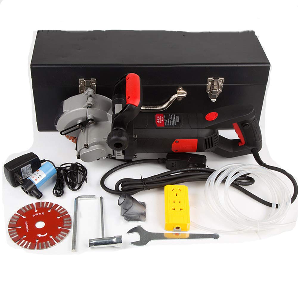 Hanchen Máquina de corte de pared eléctrica con ranura de pared 15-41 mm Profundidad 4-42 mm Ancho cortador 5800 W 5000r/min para ladrillo granito mármol hormigón certificado CE - with blade*7