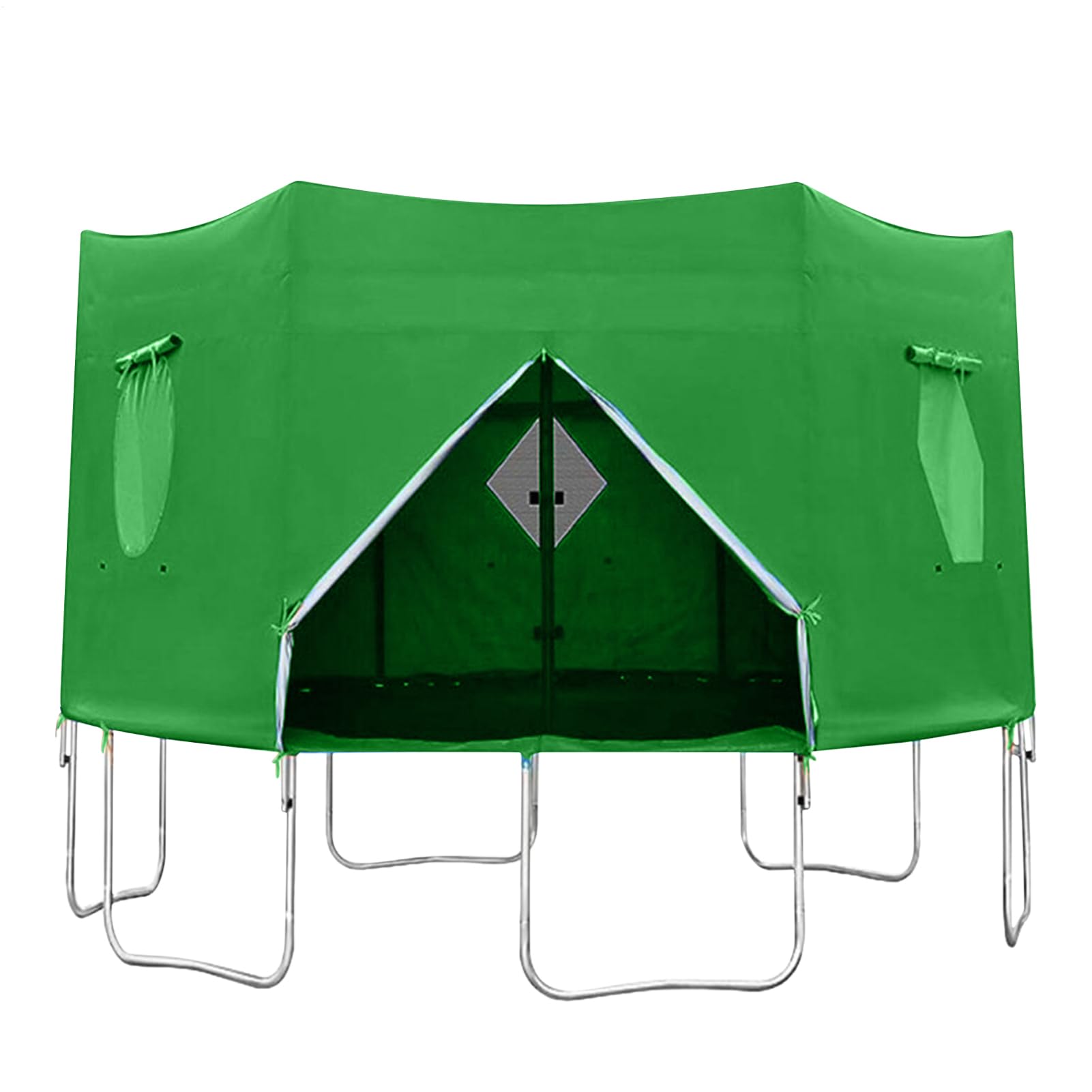 Weqizuerqi Trampoline Tent Cover Rectangle Trampoline Canopy Sun Shade Cover Green Roof With Window Zipper And Strap For 6/8/10/12/14 Ft 6 Pole