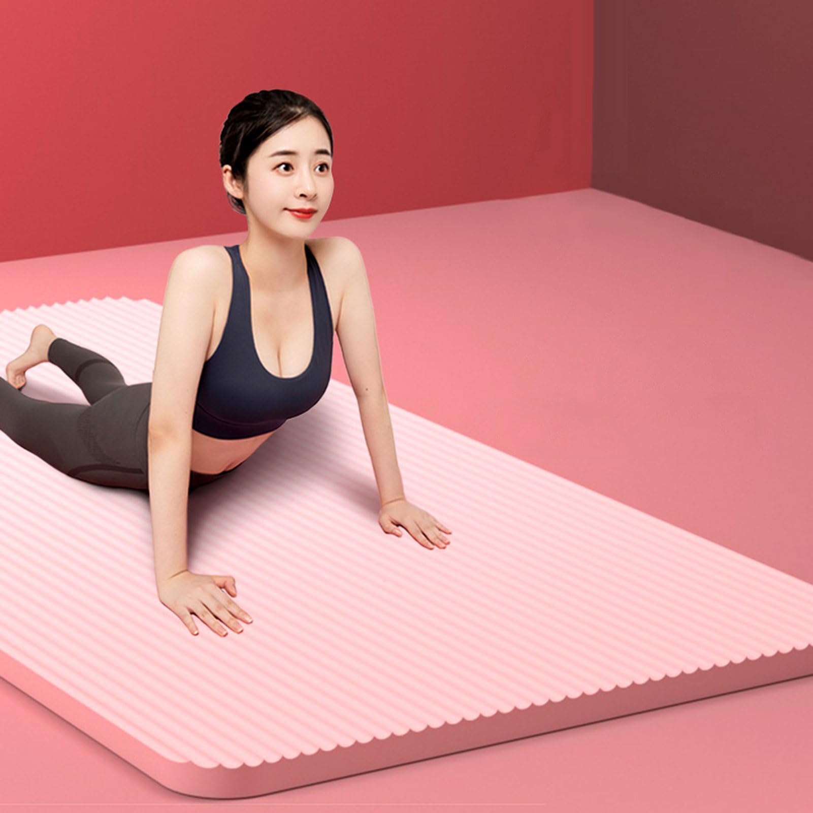 HUHJYUGE Esterilla Yoga Antideslizante, Esterilla Yoga Gruesa y Cómoda, Esterilla Pilates, Esterilla Fitness, con Correa y Bolsa de Transporte, para Realizar Deporte en Casa (C 185x80x1.5cm)