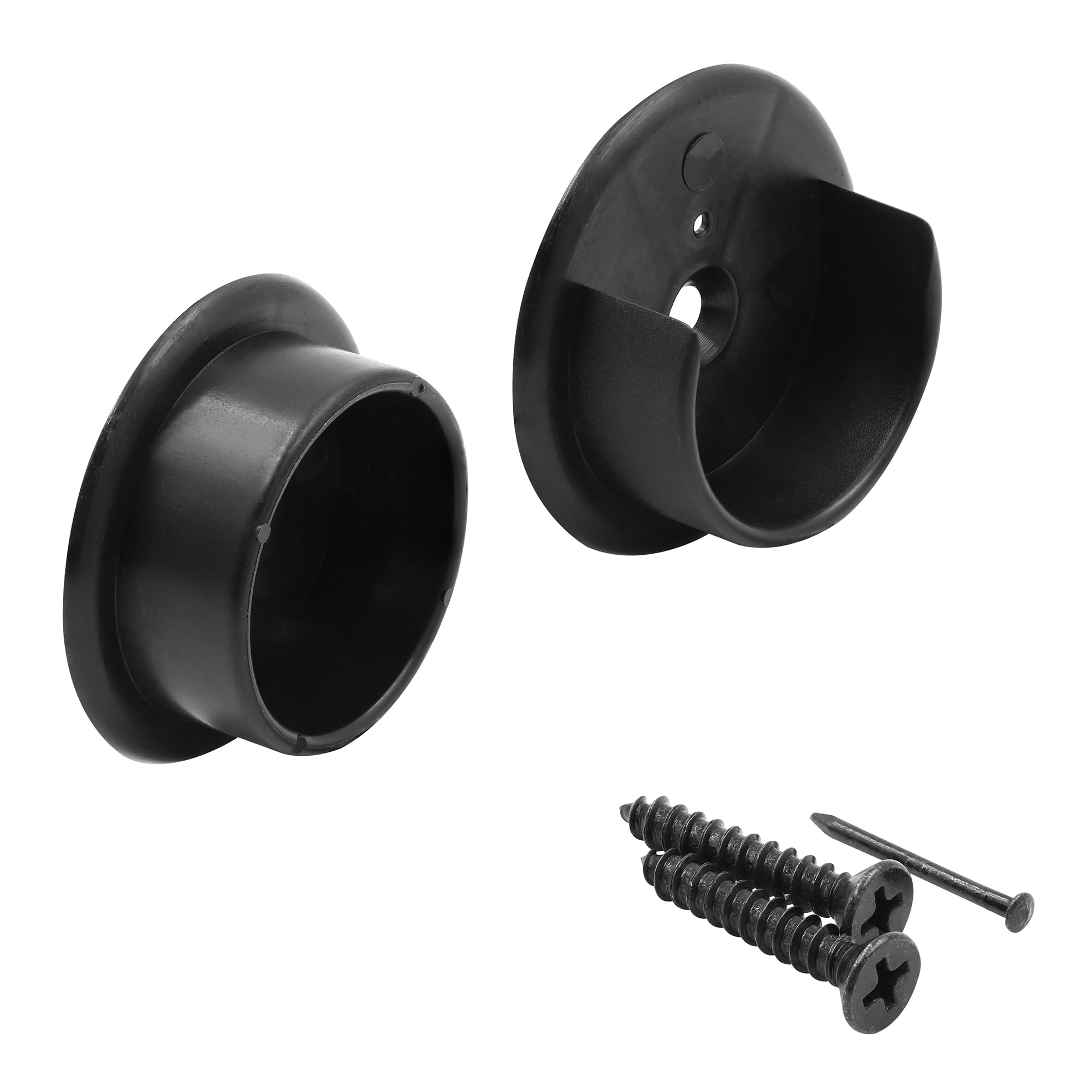 Prime-Line N 65688 Plastic Closet Pole Sockets, Accommodates 1-3/8 Inch Diameter Poles, Black, (1 Set)