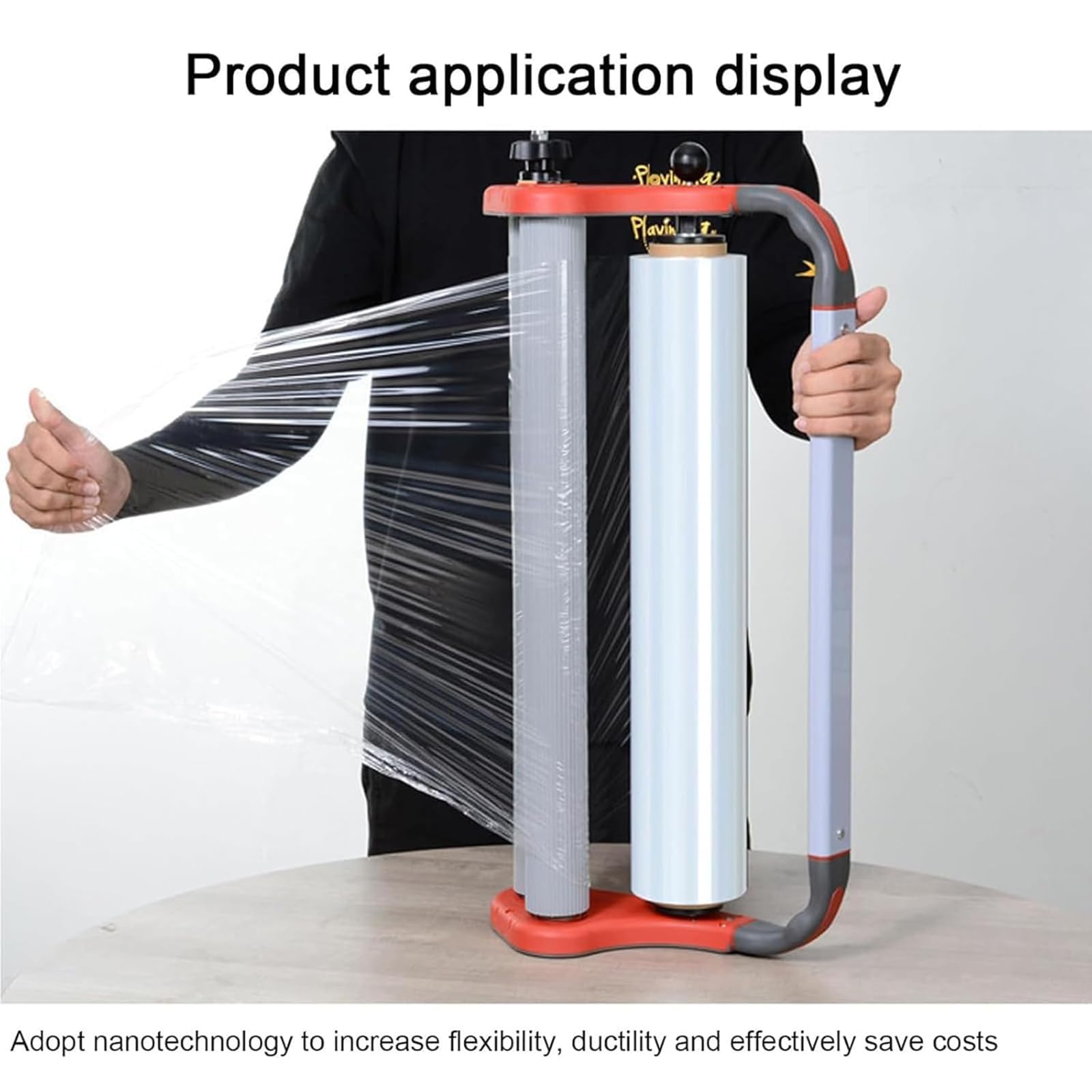 Distributeur de film étirable portable, poignée ergonomique à tension réglable, emballage manuel pour le déménagement, l'emballage et l'expédition d'entrepôt