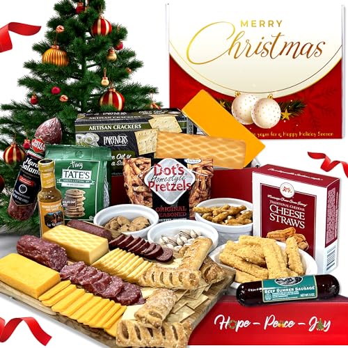 GiftWorld Ultimate Christmas Meat and Cheese Gift Baskets For Men and