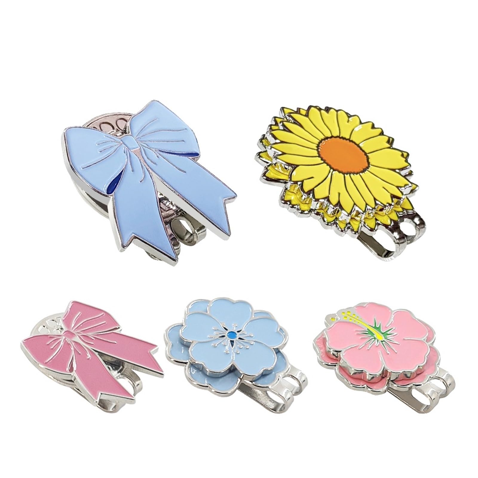 Golfballmarker Hutclip 5 stücke Golf Kappe Clips Mit Magnet Mark Blütenblatt Muster Ball Marker Position Abnehmbare Metall Drop Schiff Zubehör