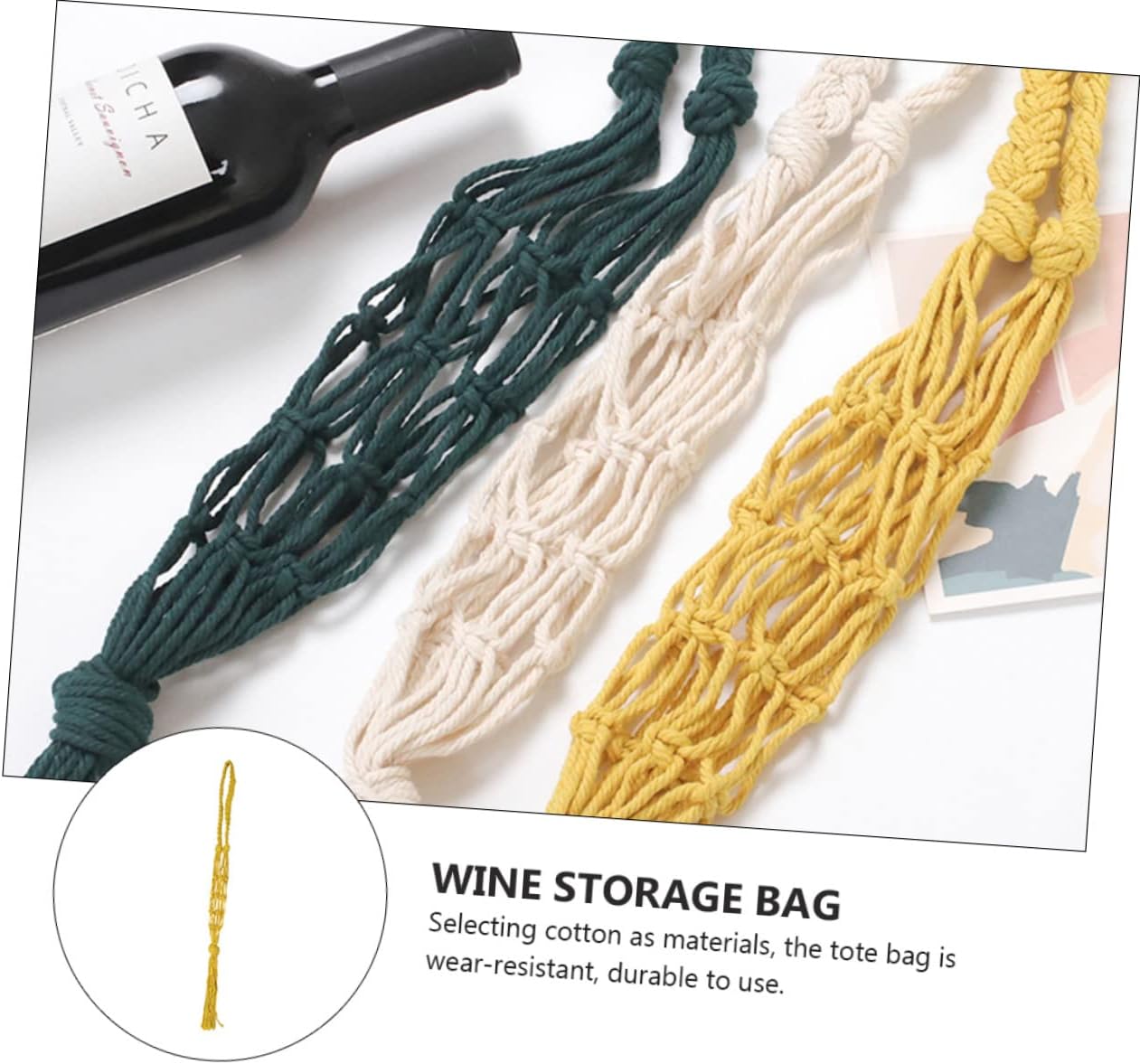 Portable Wine Bottle Carrier Mesh Tote Bag Handle, Cotton