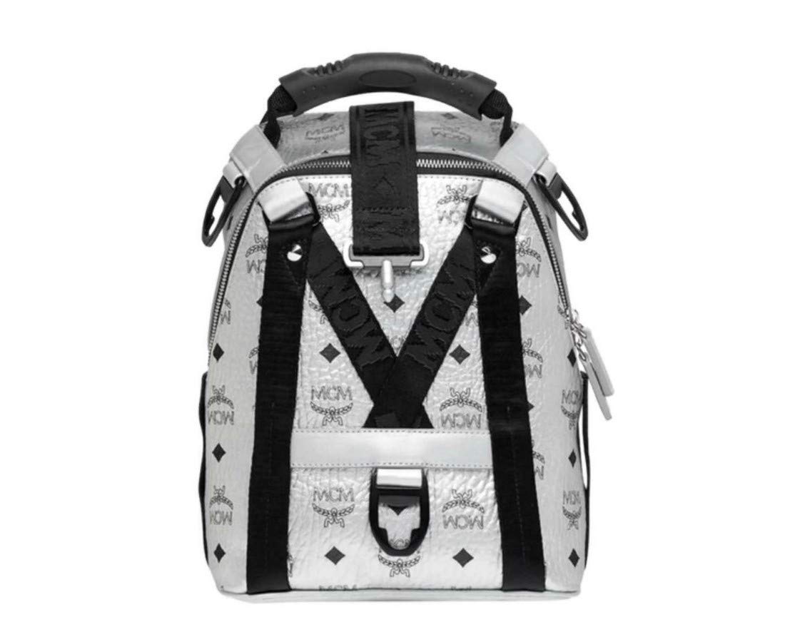 MCM Women\'s Berlin Silver Metallic Coated Canvas Mini Backpack MCM Berlin Silver Visetos Monogram Trilogie Stark Backpack  main image 3