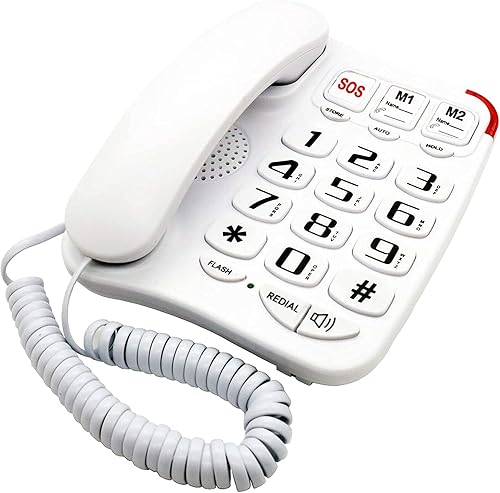 Miniatura 7 de Inicio Teléfono fijo para ancianos - Teléfono de casa con cable de botón grande con altavoz, marcación rápida programable