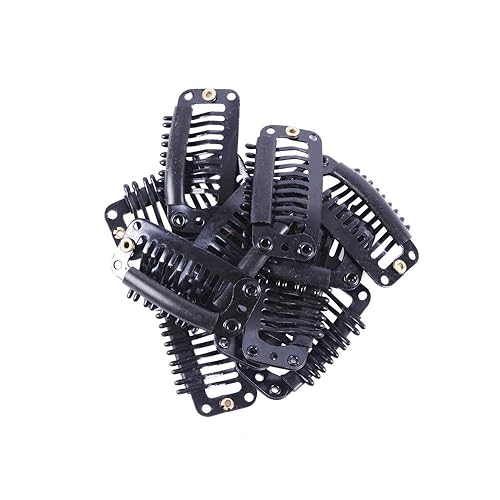 Miniatura 3 de 24 unidslote 1.260 in 9 dientes Metal peluca clips peluca extensiones pinzas de peluca clips de presión para peluca accesorios clips (negro)