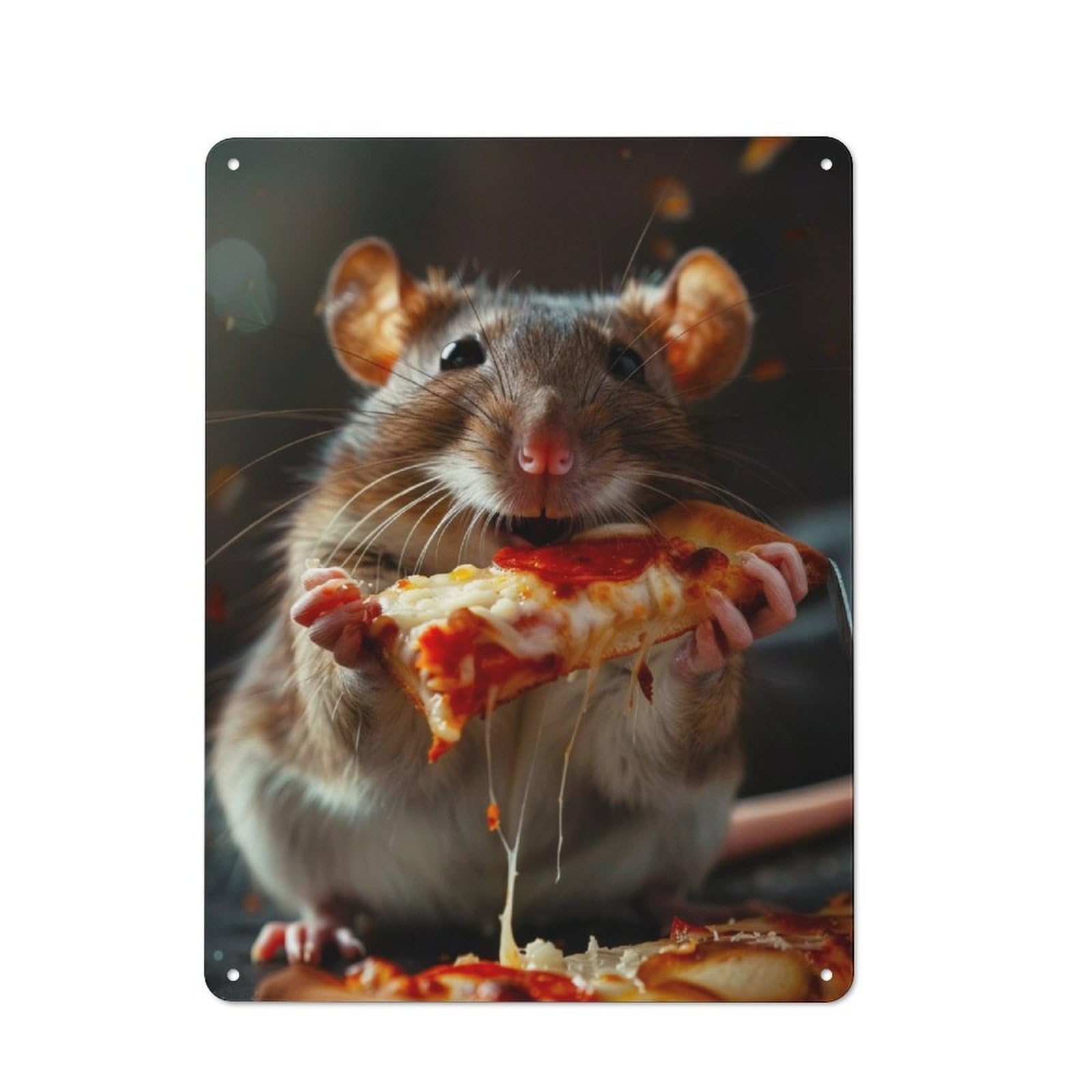 Junmoney Rat Pizza Vintage Metal Sign 40X30cm For Guest Room Or Hallway, Suited To Guest Room Decorators