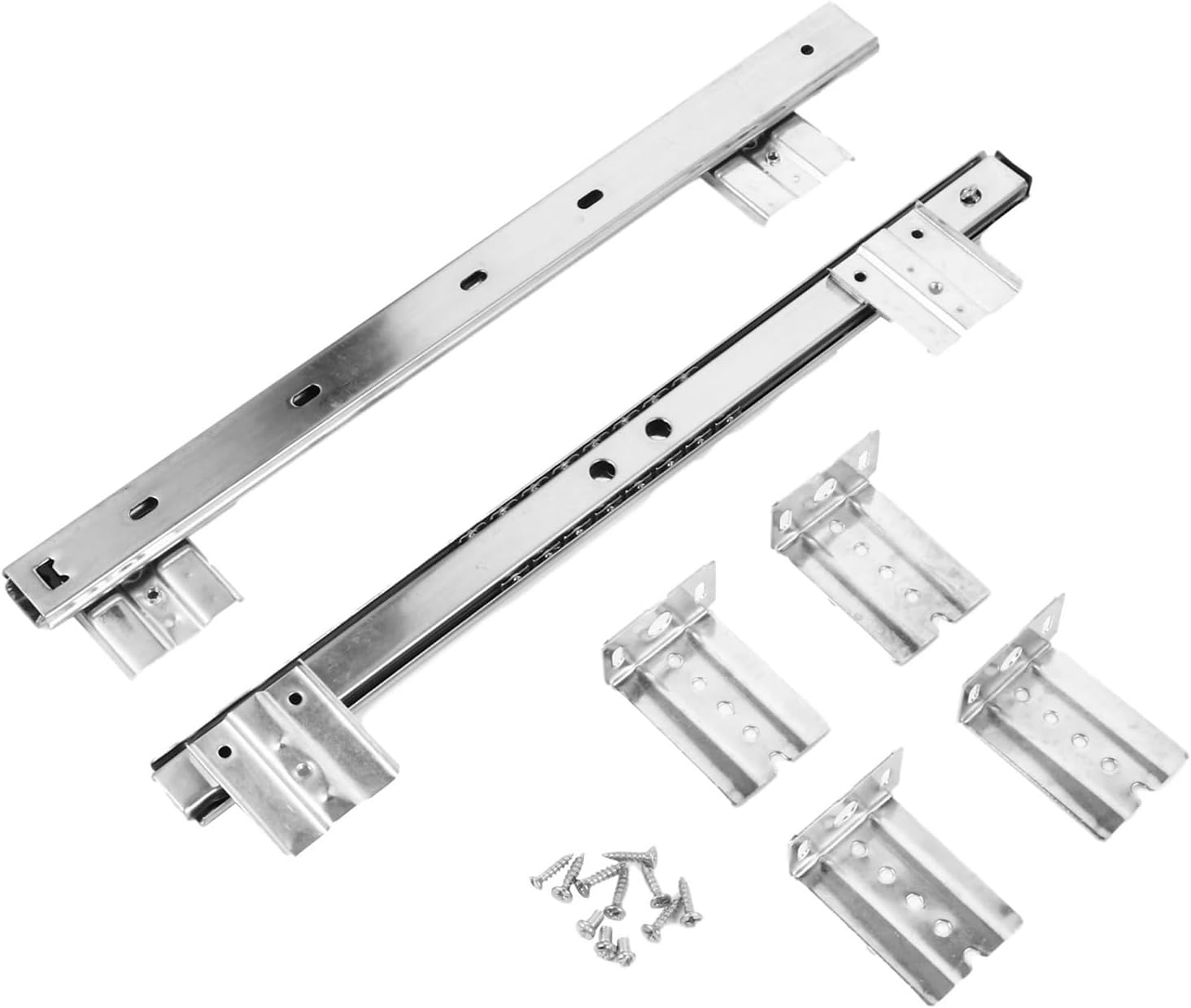 1 Pair Pull Out Drawer Hardware Track Tray Desk Rail Slide(Silver)