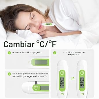 Femometer Digital Medical Thermometer Fast Accurate Oral Thermometer for Adults and Kids Baby, Green