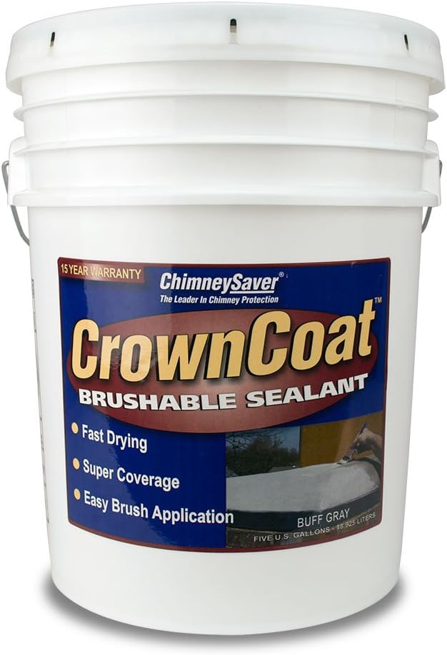 ChimneySaver CrownCoat Brushable Sealant - 2 Gallon, Buff Gray, Waterproof Chimney Crown Sealant