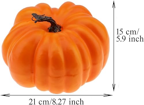 Miniatura 3 de Woration Calabaza falsa naranja grande de 8.2 pulgadas, calabaza artificial de Halloween, decoración de calabaza de otoño para fiesta, Navidad,