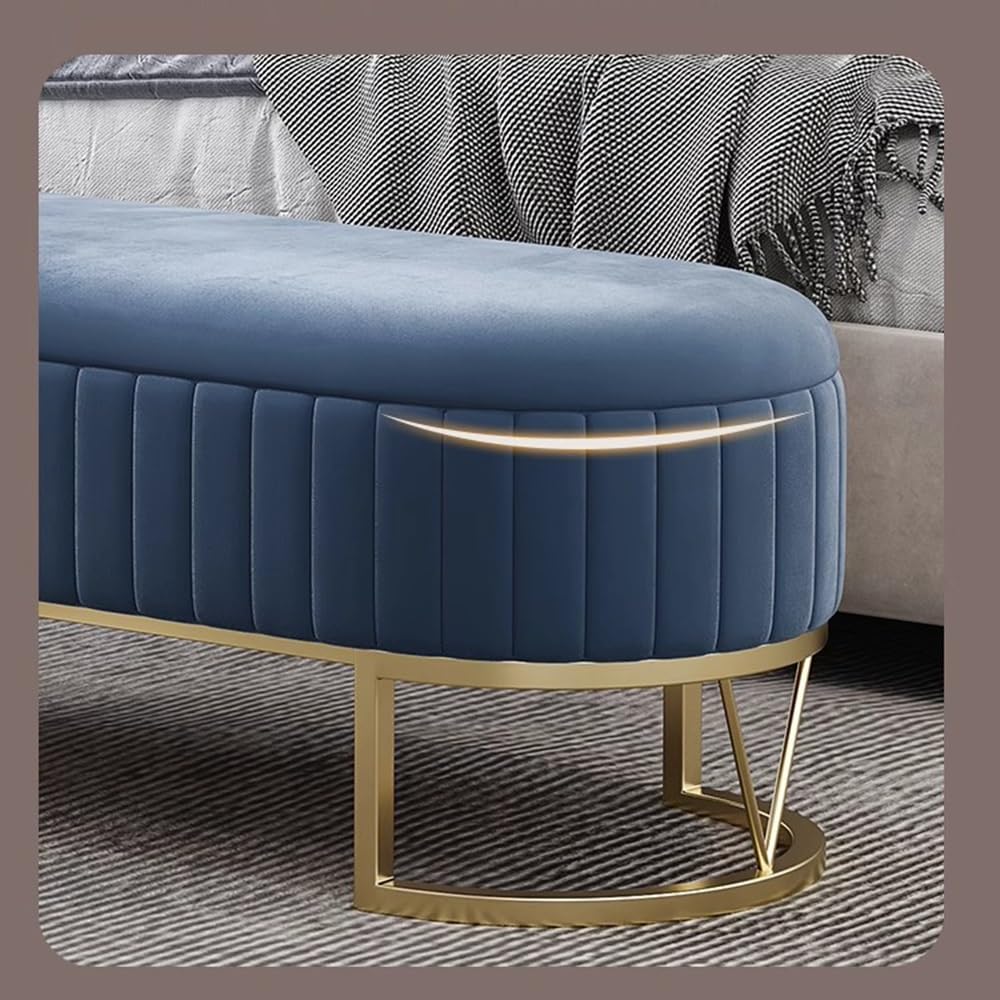 Moderno Banco de Almacenamiento tapizado con Patas de Metal, Moderno Banco de Almacenamiento for la Entrada de la Sala de Estar. Decorativo(Grey,Grande)
