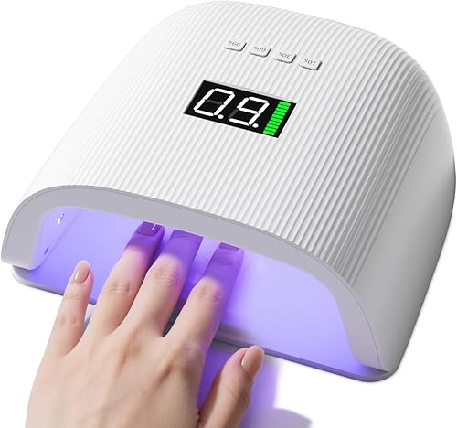 Lámpara LED recargable para uñas, luz UV profesional de 72 W para esmalte de gel con 4 temporizadores y sensor inteligente, 24 cuentas de lámpara