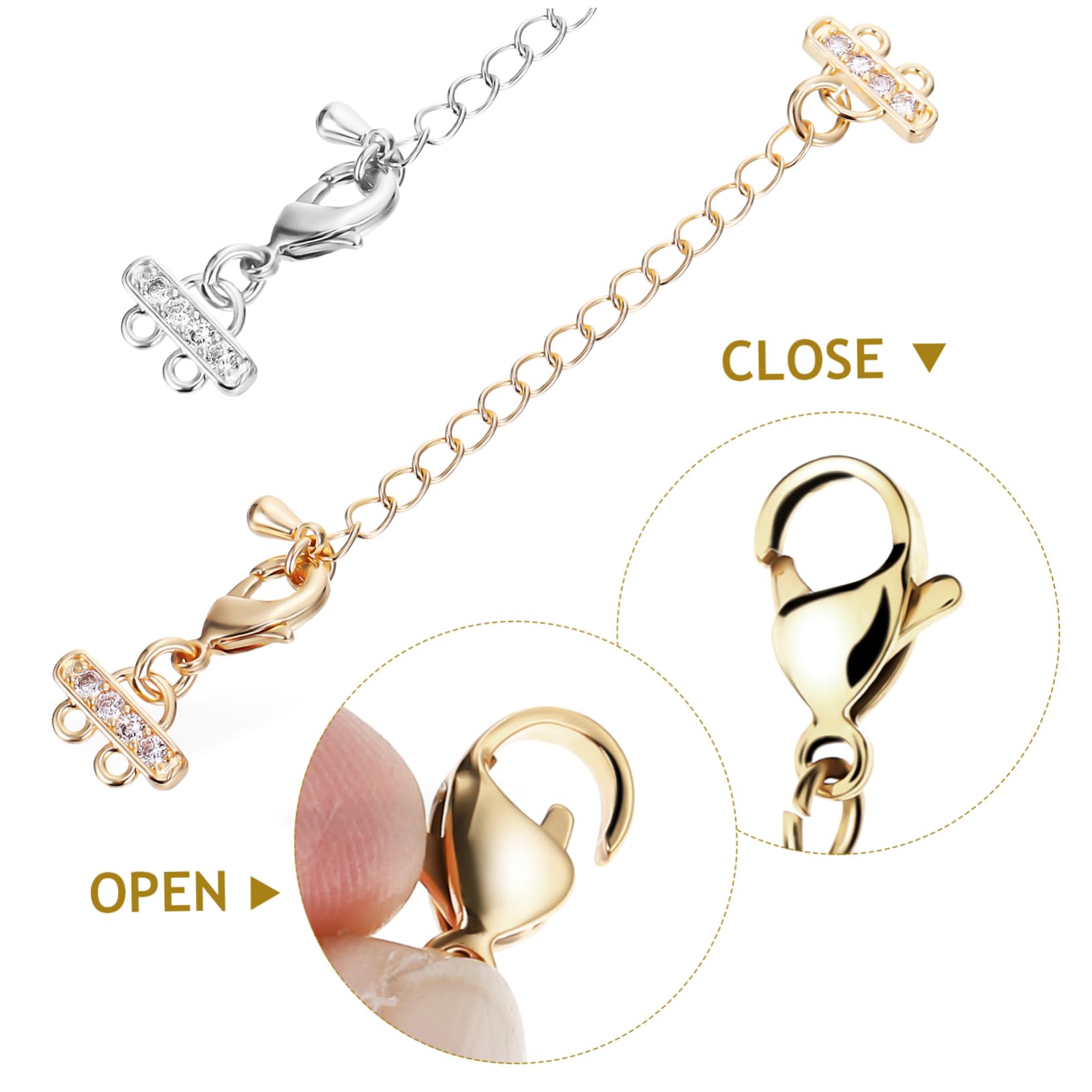 Tofficu 5 Set Estensori Della Catena Della Cavigliera Collane Bracciali Braccialetti Slap Artiglio Moschettoni Gioielli Che Fanno Anelli Di Salto Fornitura Fai -da -te Rame 10 Pezzi * 5
